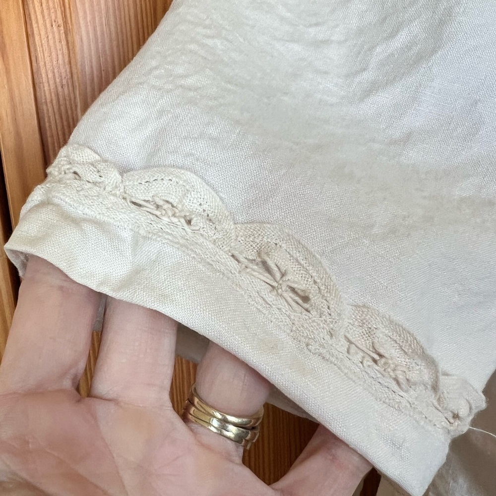 Vintage Laura Ashley 14 Dress Cream Cotton Linen Cottagecore Wedding Boho - Picture 6 of 9